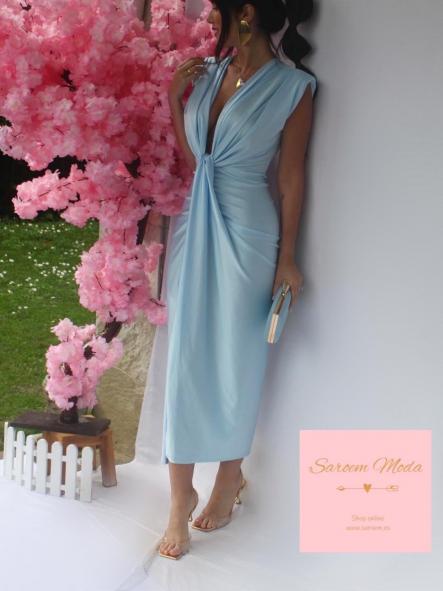 Vestido Damia Celeste Satinado [1]