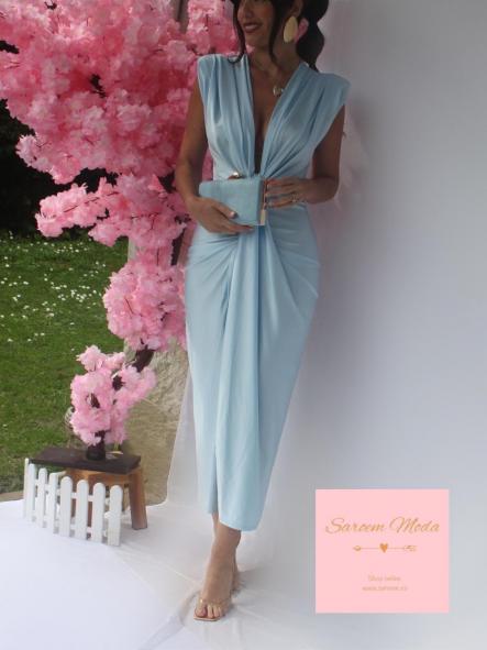 Vestido Damia Celeste Satinado [2]