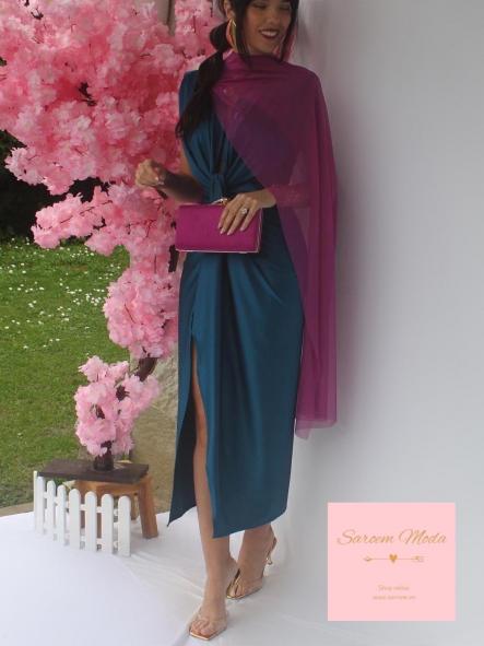 Vestido Damia Petróleo Satinado