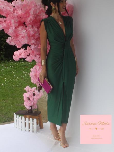 Vestido Damia Verde Botella Satinado [1]