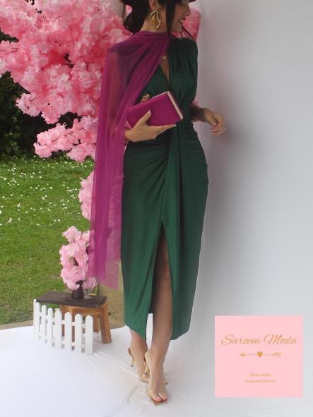 Vestido Damia Verde Botella Satinado [2]
