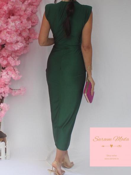 Vestido Damia Verde Botella Satinado [4]