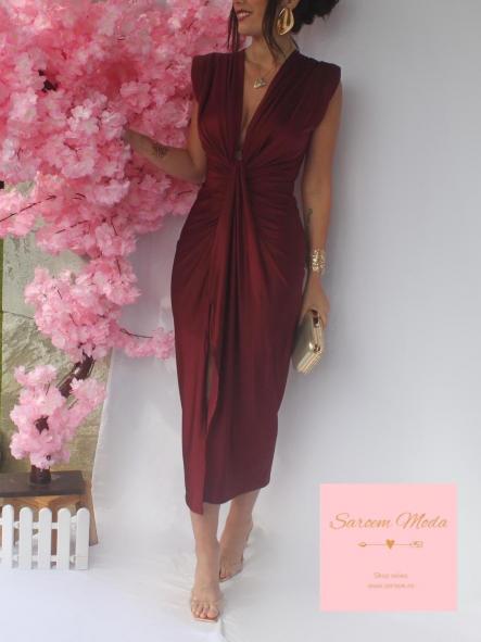 Vestido Damia Granate Satinado