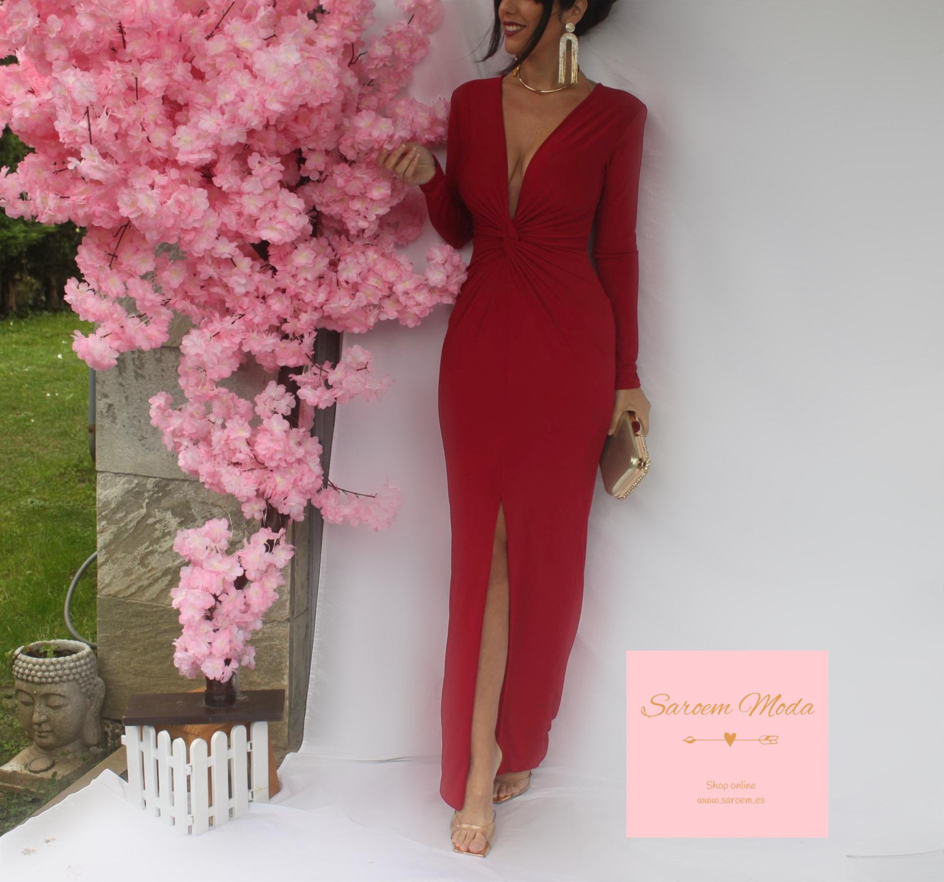 Vestido Nudo Rojo Vino