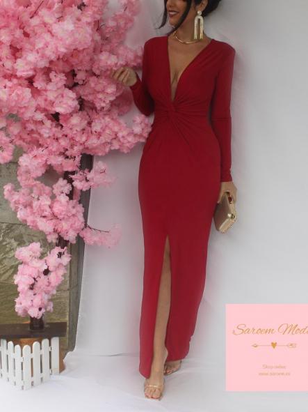 Vestido Nudo Rojo Vino