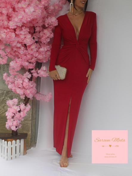 Vestido Nudo Rojo Vino [1]
