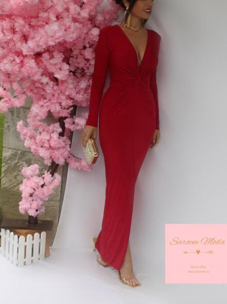 Vestido Nudo Rojo Vino [3]