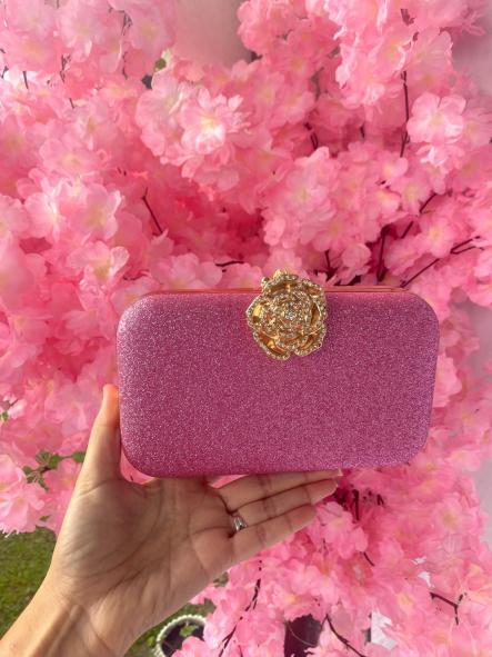 Bolso Fiesta Glitter Flor Rosa