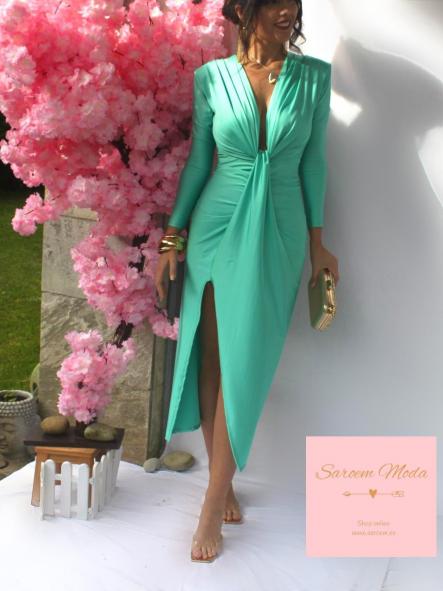 Vestido Damia Turquesa Manga Larga  [2]