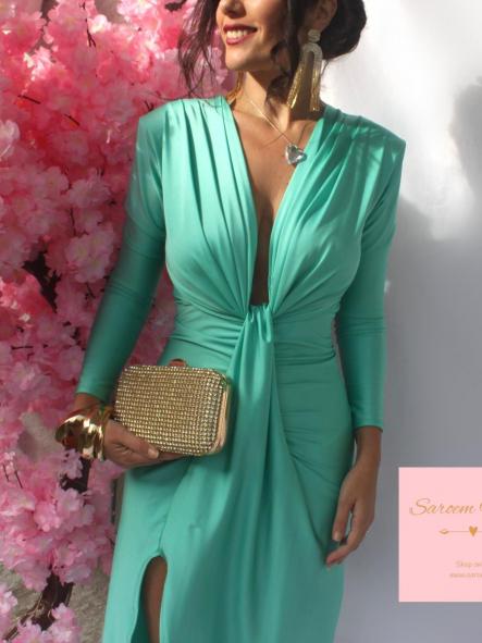 Vestido Damia Turquesa Manga Larga  [4]