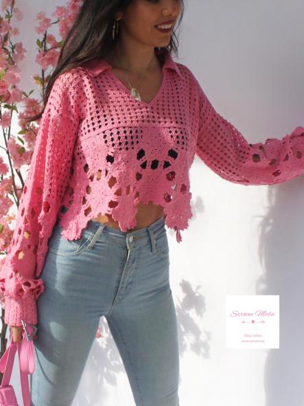 Jersey Punto Calado Fucsia [1]