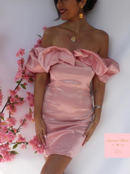 Vestido Satinado Rosa