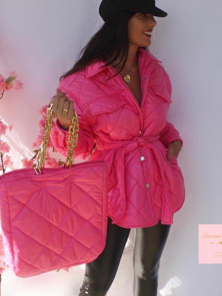 Abrigo + Bolso Fucsia
