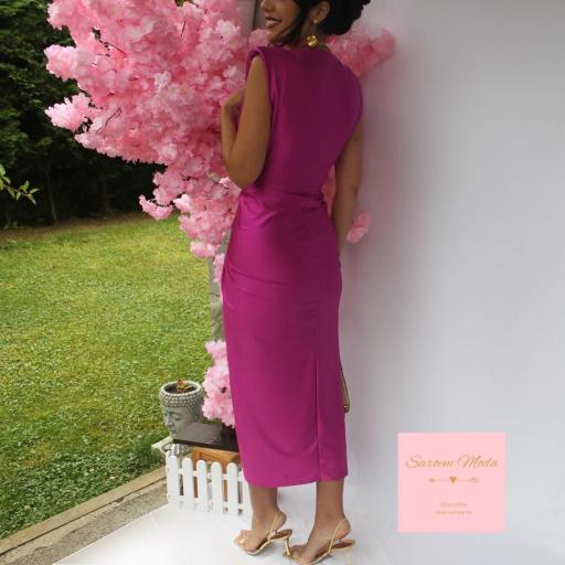 Vestido Damia Fucsia Satinado [4]