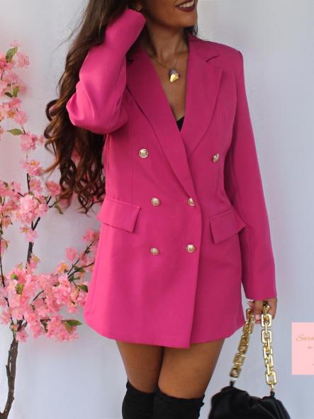 Maxi Blazer Botones Fucsia