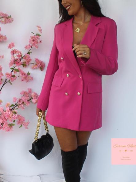 Maxi Blazer Botones Fucsia [2]