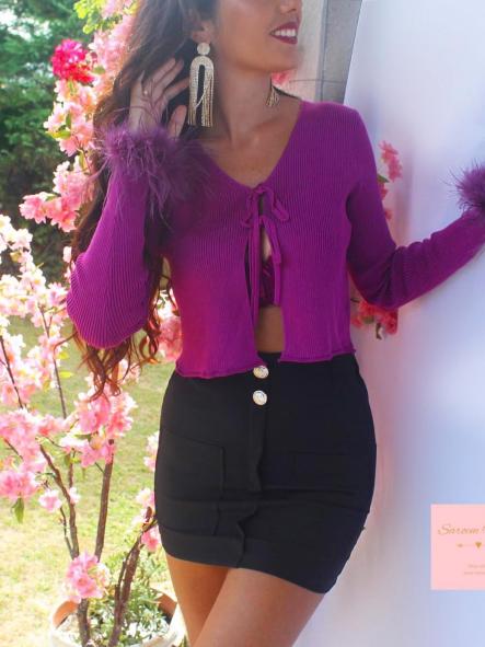 Cárdigan Punto Plumas Buganvilla