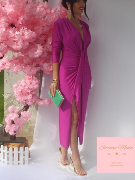 Vestido Damia Fucsia Manga Larga  [0]