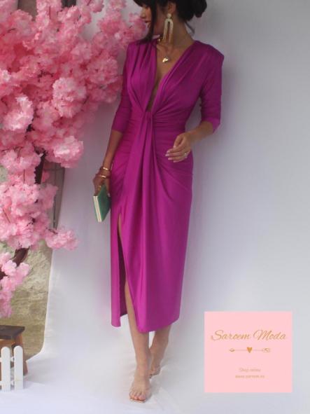 Vestido Damia Fucsia Manga Larga  [1]