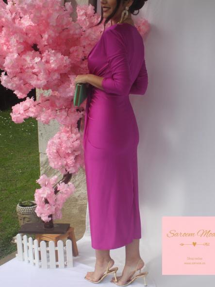 Vestido Damia Fucsia Manga Larga  [3]