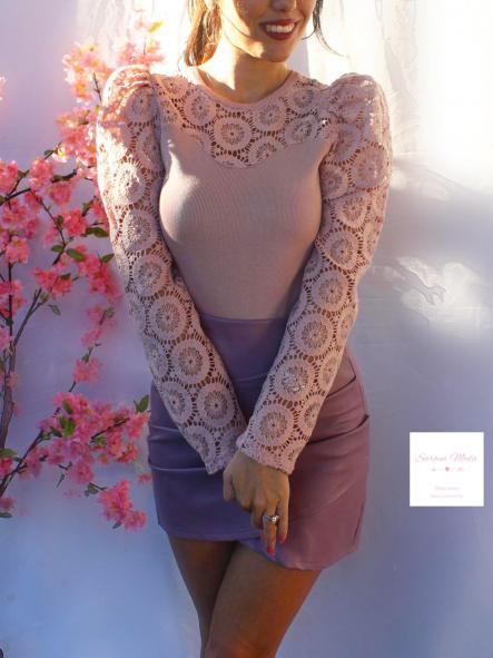 Jersey Encaje Rosa