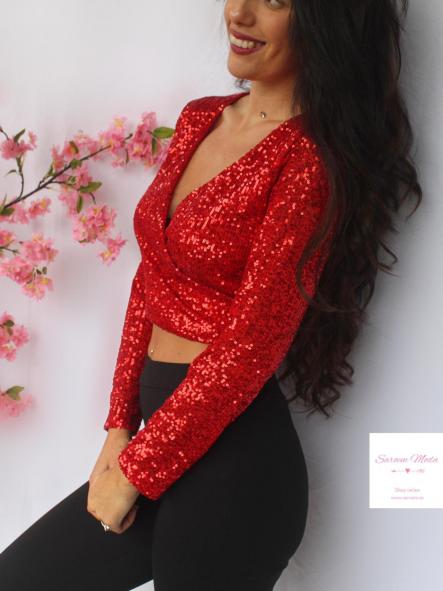 Top Lentejuela Rojo