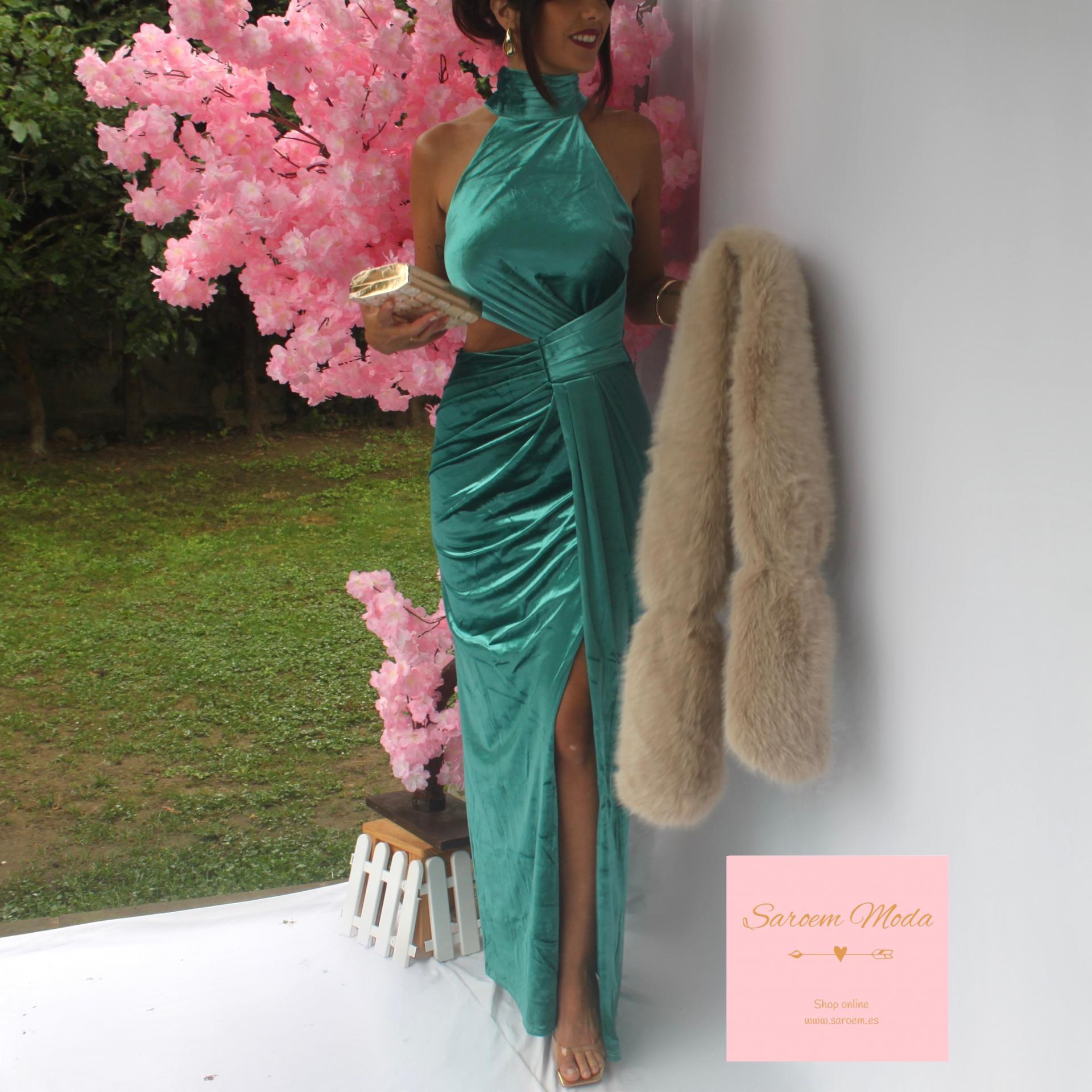 Vestido Agnes Terciopelo Turquesa