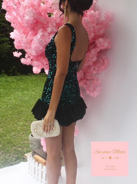 Mini Vestido Sayuri Verde Lentejuelas Terciopelo [3]