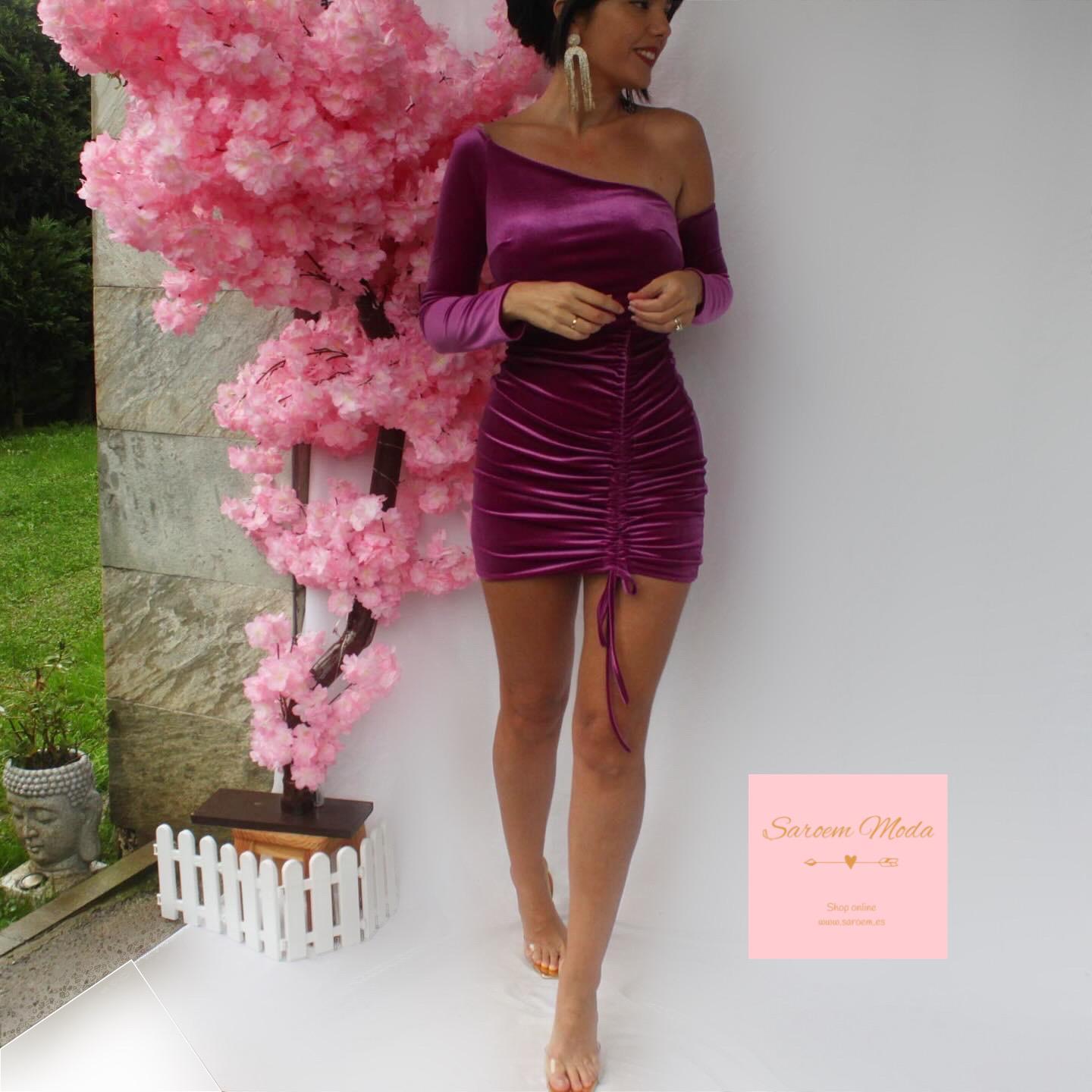 Vestido Nereida Terciopelo Buganvilla