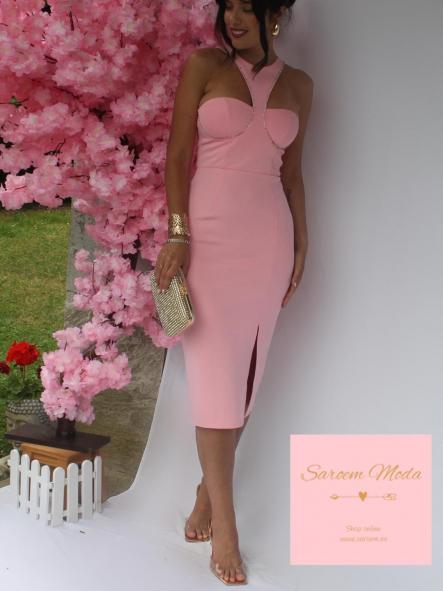 Vestido Strass Rosa Pastel 