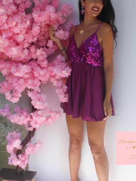 Mono Raso Lentejuelas Morado