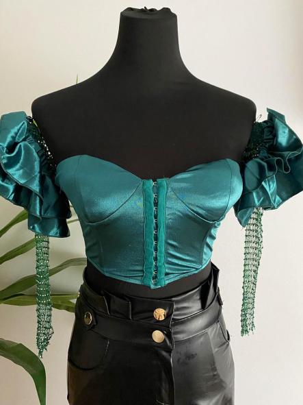 Top Corset Raso Verde