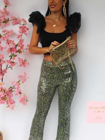 Pantalón Lentejuelas Leopardo Verde [1]