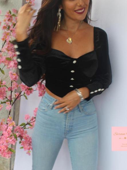 Top Brillantes Terciopelo Negro [0]