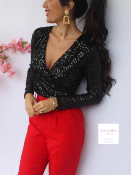 Top Lentejuela Negro