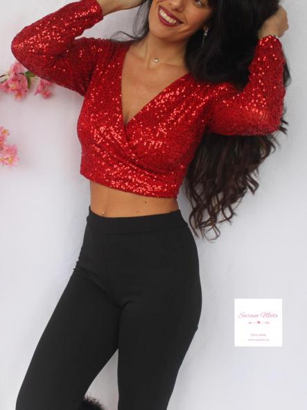 Top Lentejuela Rojo [0]