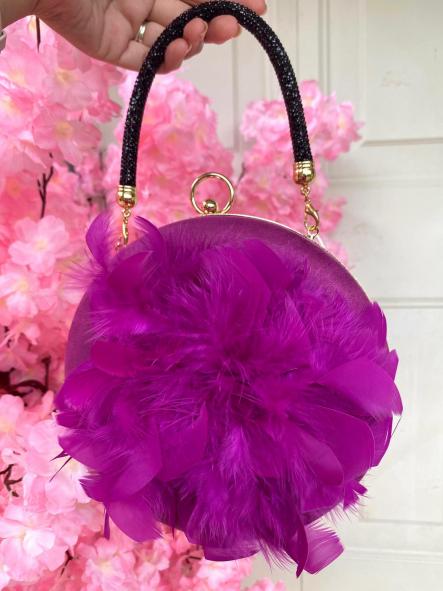 Bolso Redondo Plumas Buganvilla