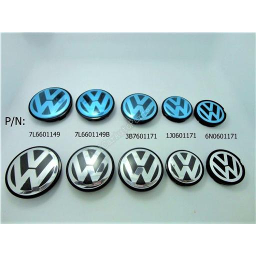 60 x 55 mm. Tapa  buje rueda  "VW Volkswagen"  Diametro:  Inte. 55 mm  Exterior 60mm. [3]