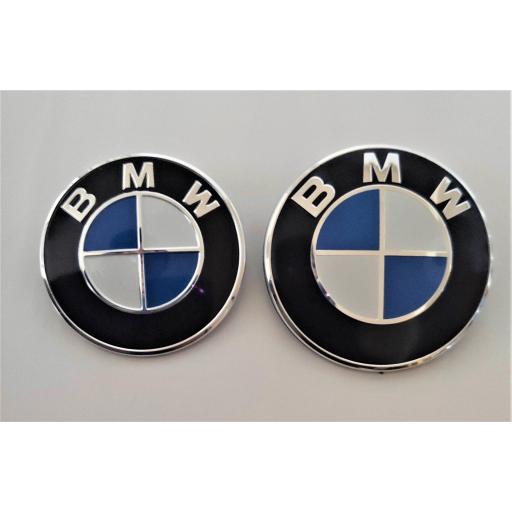 Anagrama Logotipo BMW  Trasero de 74mm.  +  Delantero  de 82 mm- diametro  (Conjunto) [3]