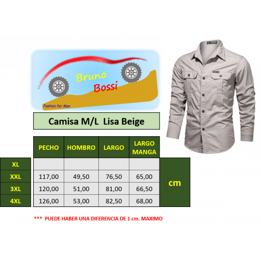 Camisa  Sport C/Beige  M/L  100% Algodon  Especial:  Caza, Off-Road, Senderismo, Pesca, Etc... [3]