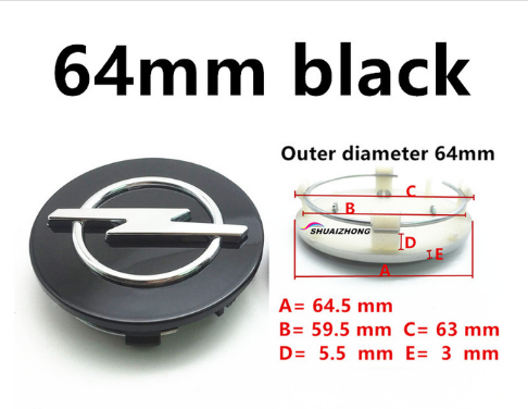Tapa  64 mm. Exterior Buje  Rueda  "Opel" Color Negro 