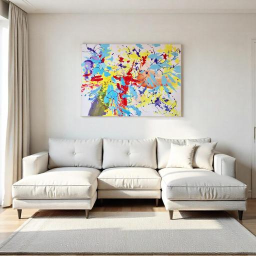 Cuadro abstracto pintado a mano 116x80 cm. SIN MARCO