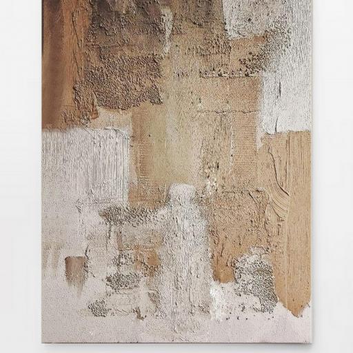 Cuadro Abstracto Texturizado Pintado a Mano en Tonos Neutros | Decoración Elegante 100x70 sin marco [1]