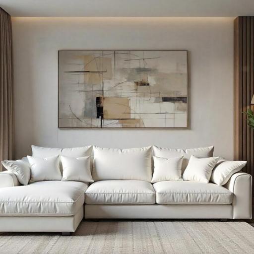 Cuadro Abstracto 130x90 cm en Tonos Neutros Cálidos – Arte Moderno para Decoración de Interiores [0]