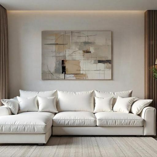 Cuadro Abstracto 130x90 cm en Tonos Neutros Cálidos - SIN MARCO– Arte Moderno para Decoración de Interiores