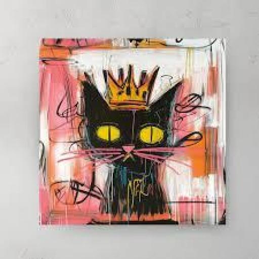 Cuadro Abstracto de Gato Colorido | Arte Moderno Pintado a Mano [2]