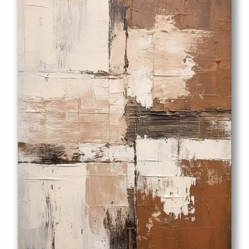 Cuadro Abstracto Rústico con textura en tonos cálidos 100x70 cm – Pintado a Mano (Sin Marco) [1]