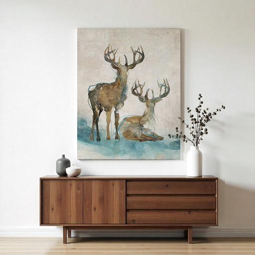 Cuadro de Ciervos pintado a mano 81x60 cm – Cuadros por Encargo para decorar [0]