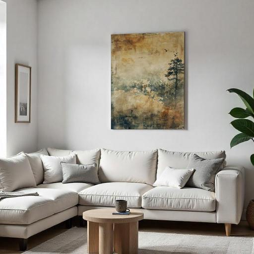 Cuadro Naturaleza Abstracta con textura en Tonos Neutros 100x70 cm – Pintado a Mano (Sin Marco) [2]