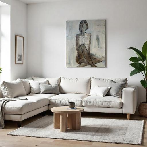 Cuadro Abstracto "Figura" en tonos neutros con textura 100x70 cm – Pintado a Mano (Sin Marco) [1]